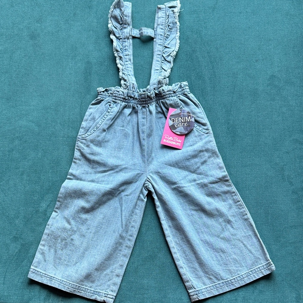 Ruffle Butts Light Wash Denim Ruffle Strap Pants